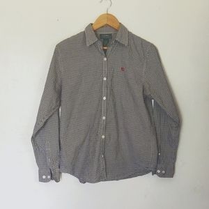 Lauren Ralph Lauren Black and White Gingham Button up long sleeve shirt sz M wom